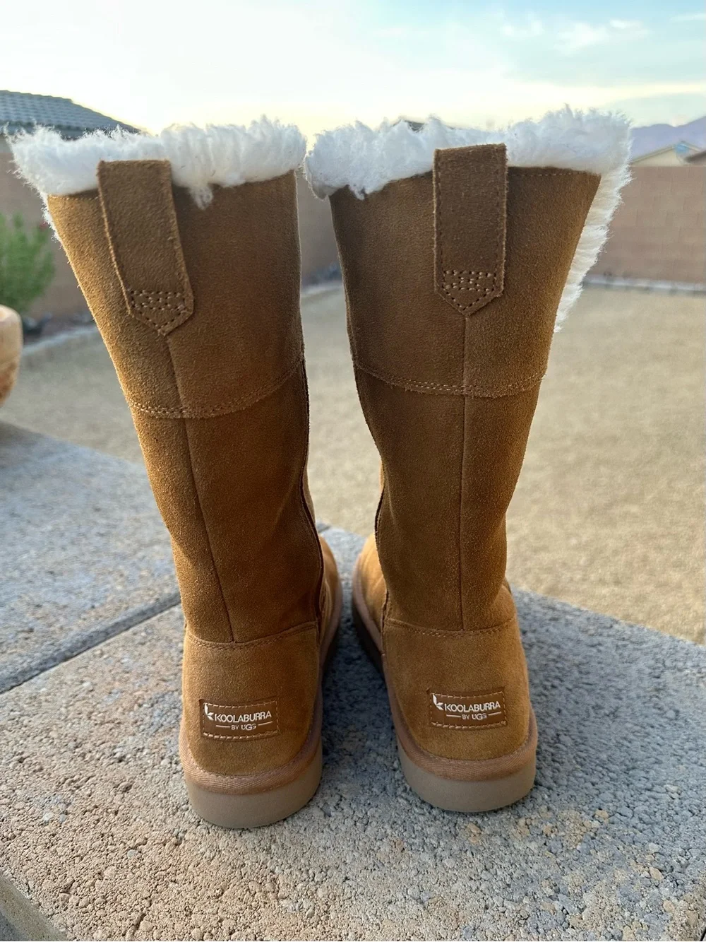 Koolaburra by UGG Aribel Tall boots in chestnut suede with a plush faux-fur